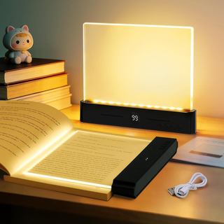 Luminária de Leitura, Luz de Leitura LED Recarregável para Livros, Luzes LED Planas Transparentes para Leitura na Cama à