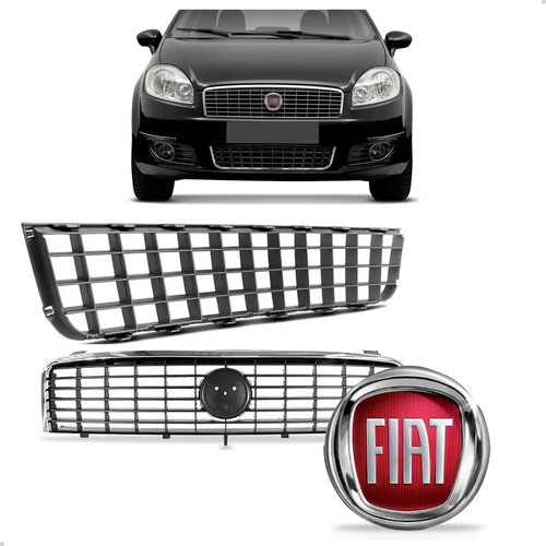 GRADE LINEA SUPERIOR E INFERIOR COM EMBLEMA 2008 A 2014 PRETA