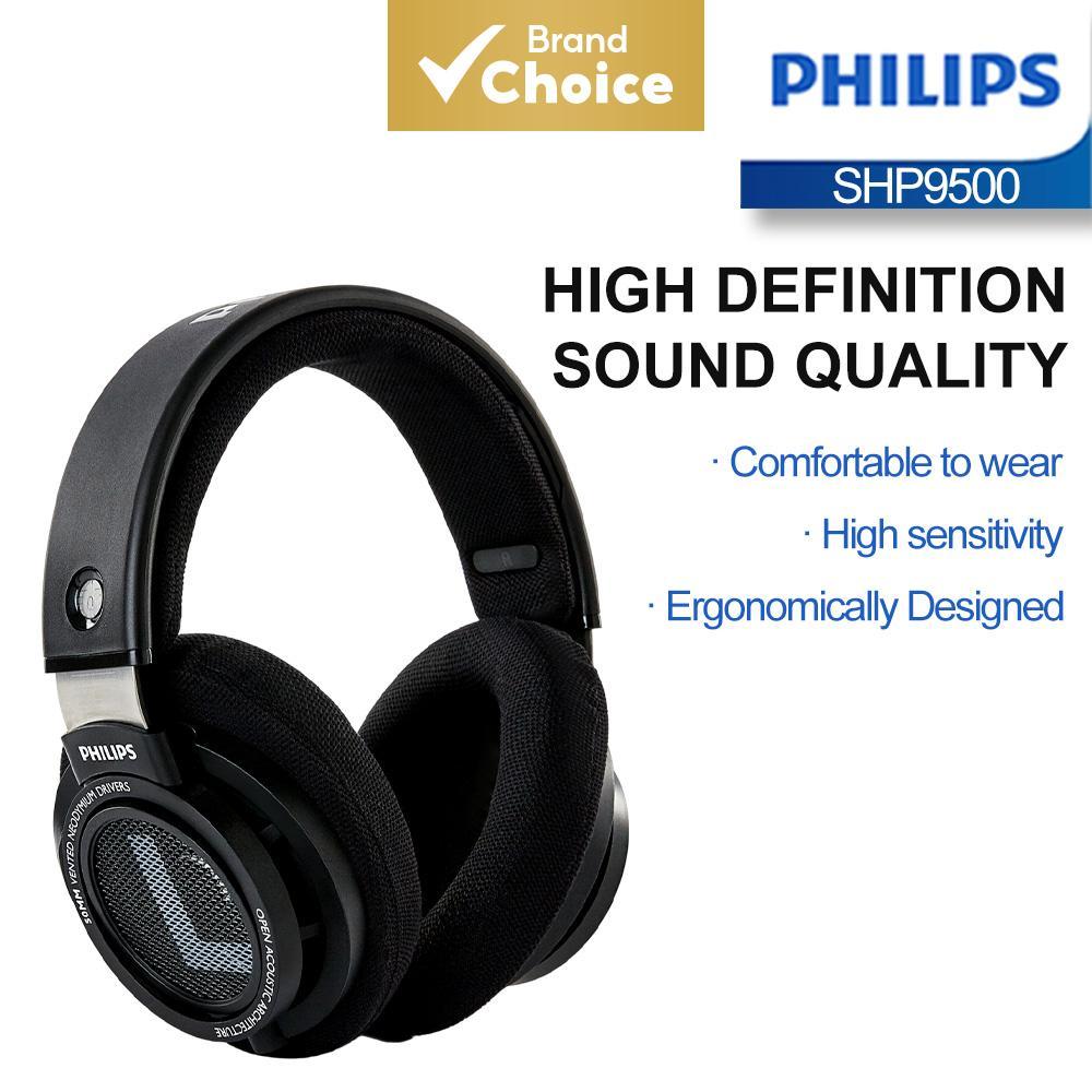 Philips SHP9500 Fones De Ouvido Com Fio Microfone HiFi Estéreo Over-Ear Abertos Música Uso Diário Dispositivo De Áudio E