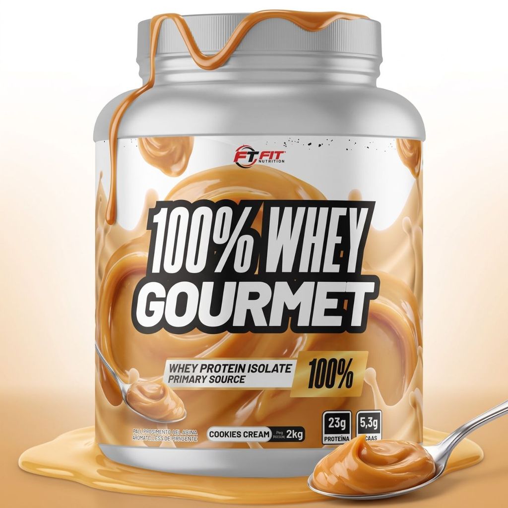 100% Whey Protein Gourmet Concentrado e Isolado 900g Pote - DOCE DE LEITE
