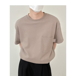 Francês Retro Workwear camiseta masculina Design sentido bolso tridimensional solto de manga curta algodão respirável es