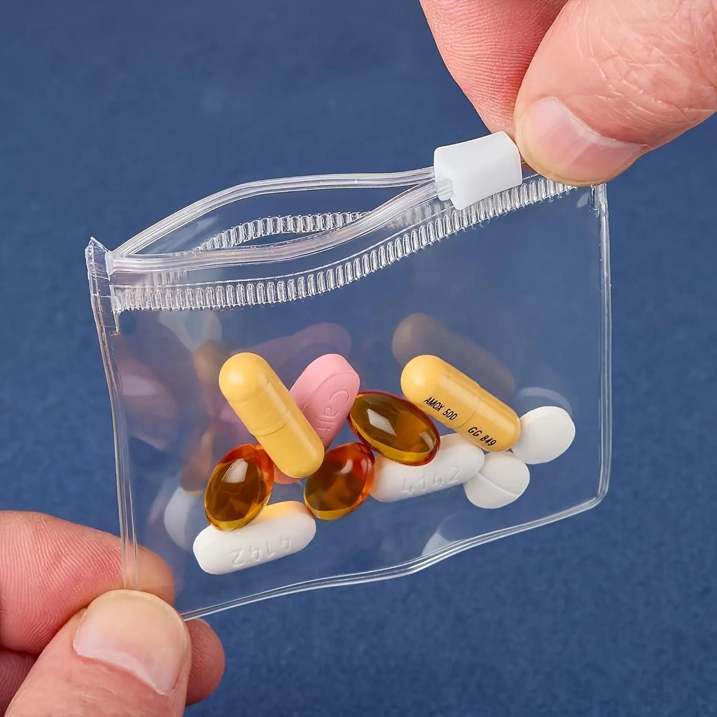 Organizador de Comprimidos Portátil Transparente com 10 Compartimentos, Organizador Reutilizável de Medicamentos e Suple