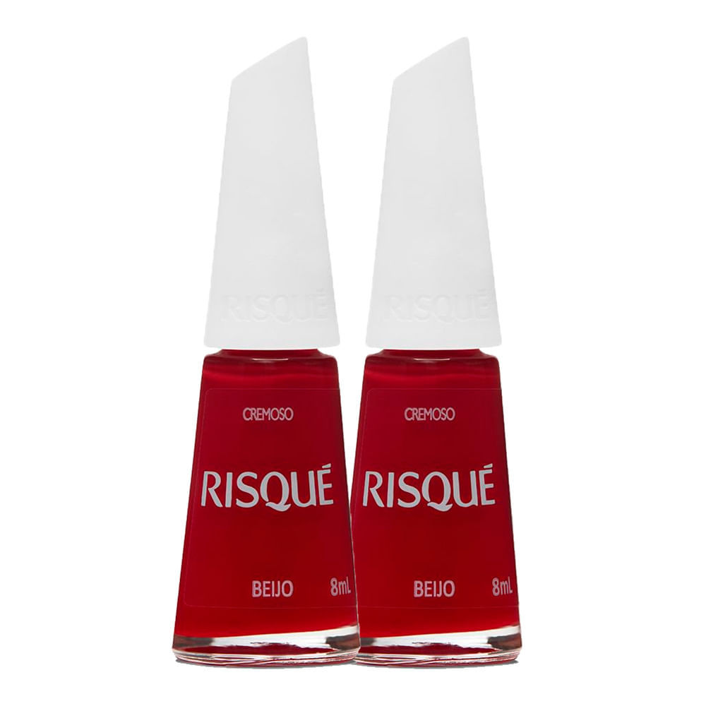 Kit 2 Esmalte Risqué Vermelho Cremoso Beijo 8ml