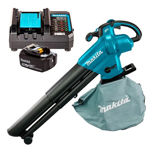 Soprador e Sugador Makita DUB187Z01 18V a Bateria BL1850B 5Ah + Carregador DC18WC Profissional Azul