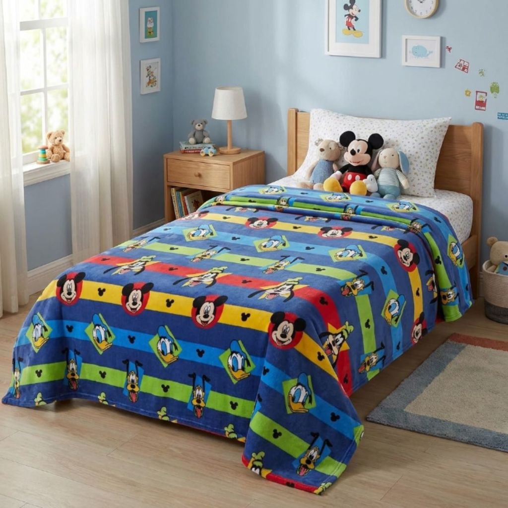Manta Solteiro Disney Mickey e Carros Infantil Macia Aveludada Quentinha Cobertor Menino Conforto