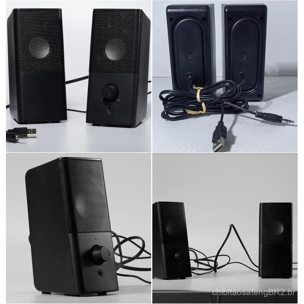 Caixas de Som Clássicas H21 para Computador de Mesa, Som Estéreo Completo, Alimentação USB, Caixa de Som para Jogos com