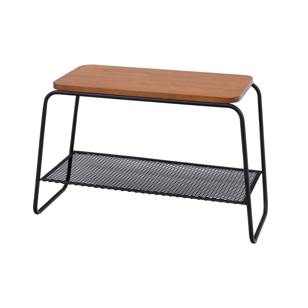 Mesa Lateral Letti Banco Sapateira Industrial Elegante Preto Preto/Nozes