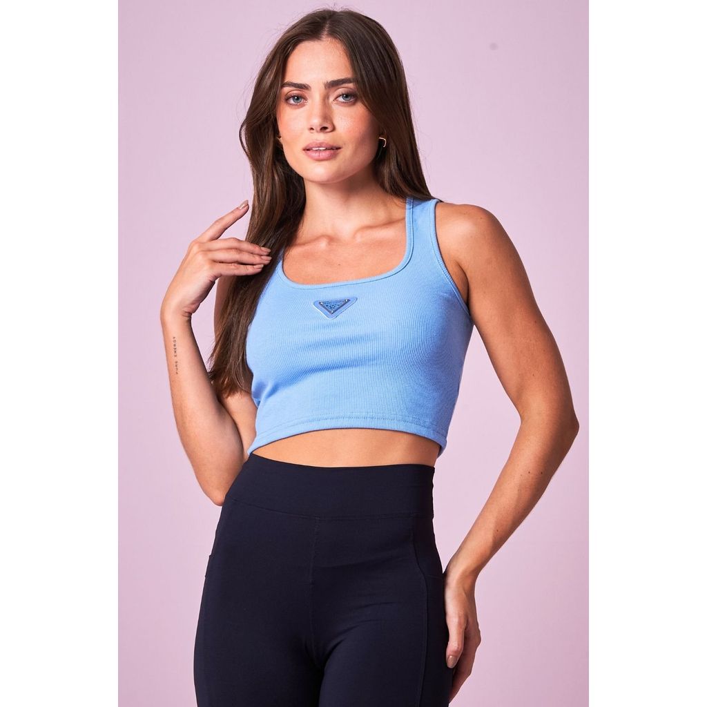 Regata Feminina Cropped Aplique Logo Planet Girls Azul Claro