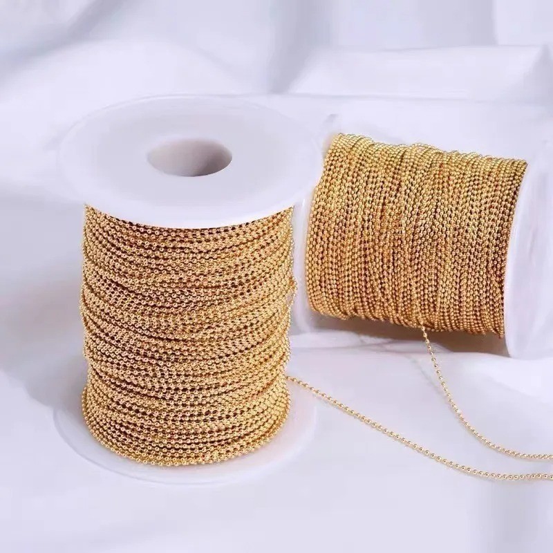 10-50 Metros Rolo Corrente De Bolinha 2.4MM Dourada / prata