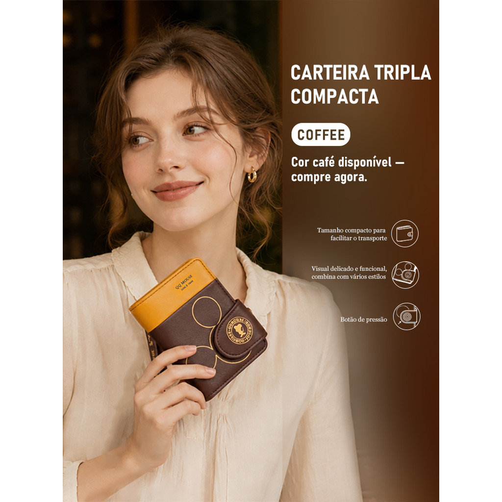 JAMI JAMI Bolsa de Mão/Carteira Feminina Zíper Porta Moedas e Porta Cartões D6001