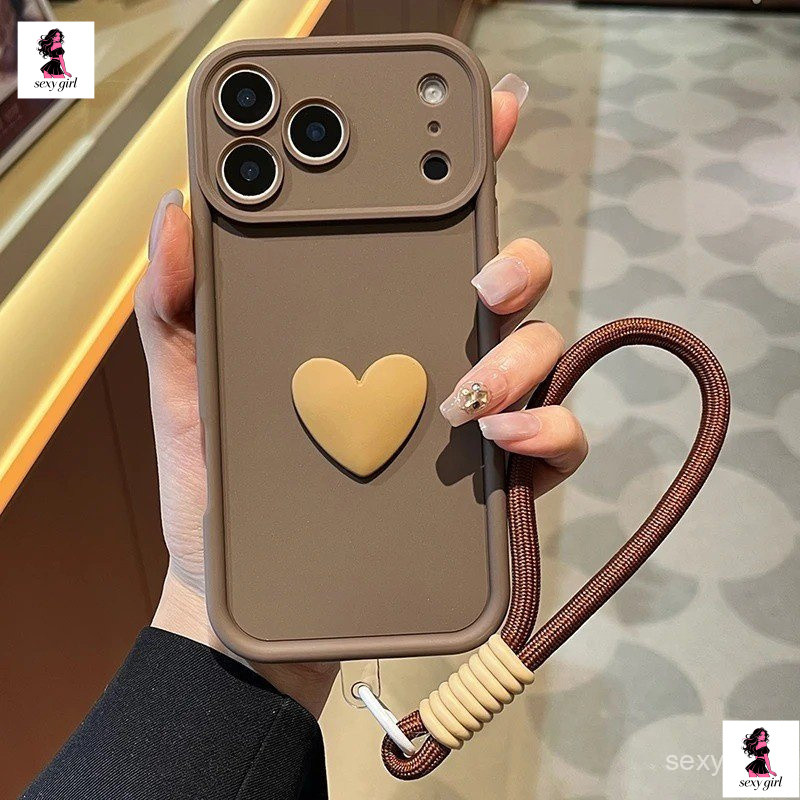 Capa de Telefone 3D em Forma de Coração com Corda Macia para Samsung Galaxy S25 S26 S24 S23 S22 S21 Ultra Plus FE MZXH