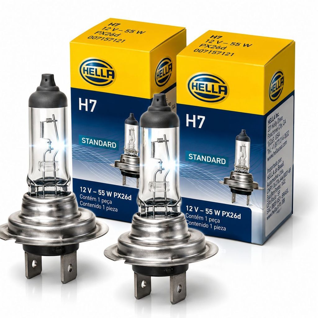 PAR LÂMPADA H7 STANDARD BASE PX26D P/ FAROL AUTOMOTIVA 12V 55W HELLA PARA FIAT VW NISSAN PEUGEOT GM