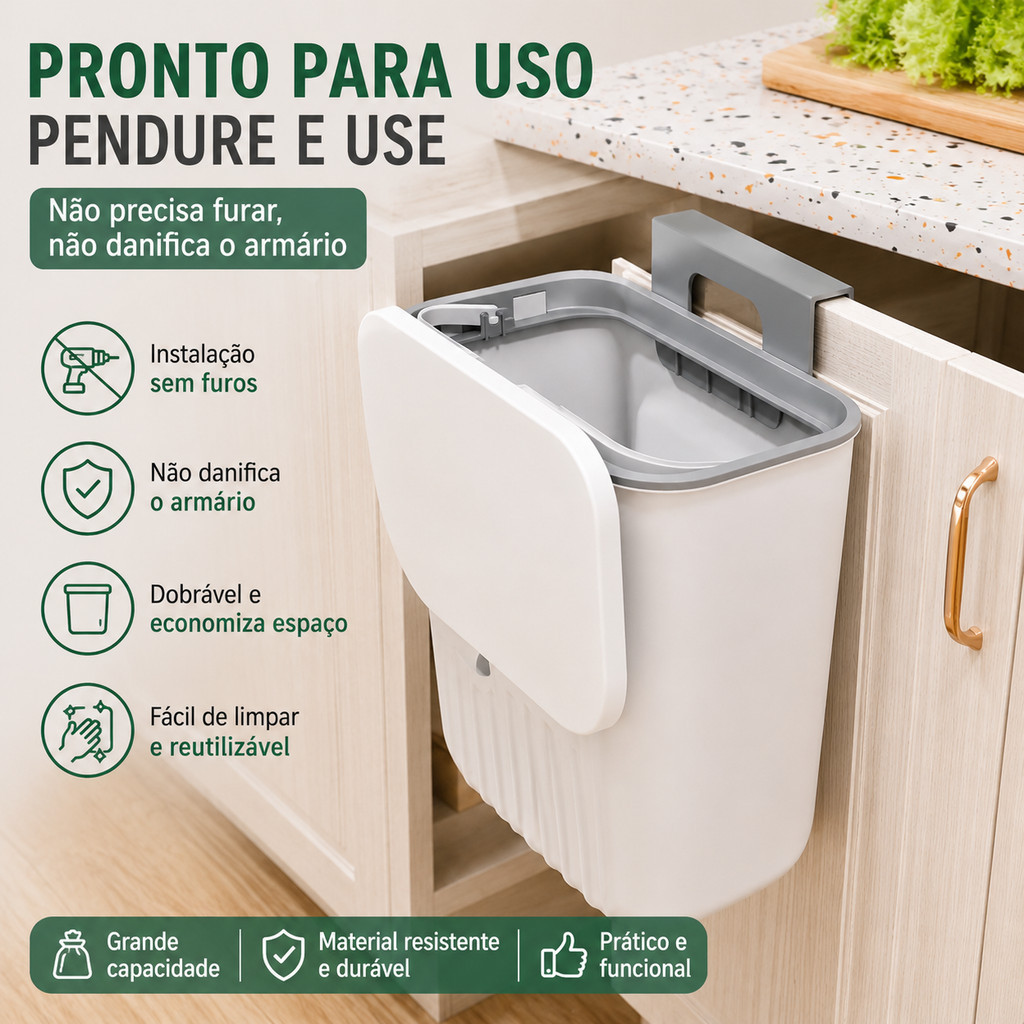 Lixeira Suspensa para Cozinha Dobrável Retrátil para Porta de…