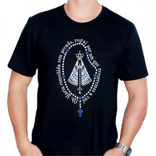 [Camiseta Premium em Algodão Puro]GXG Camiseta Católica Nossa Senhora Aparecida Camisa Religiosa Algodão Costuras Reforç