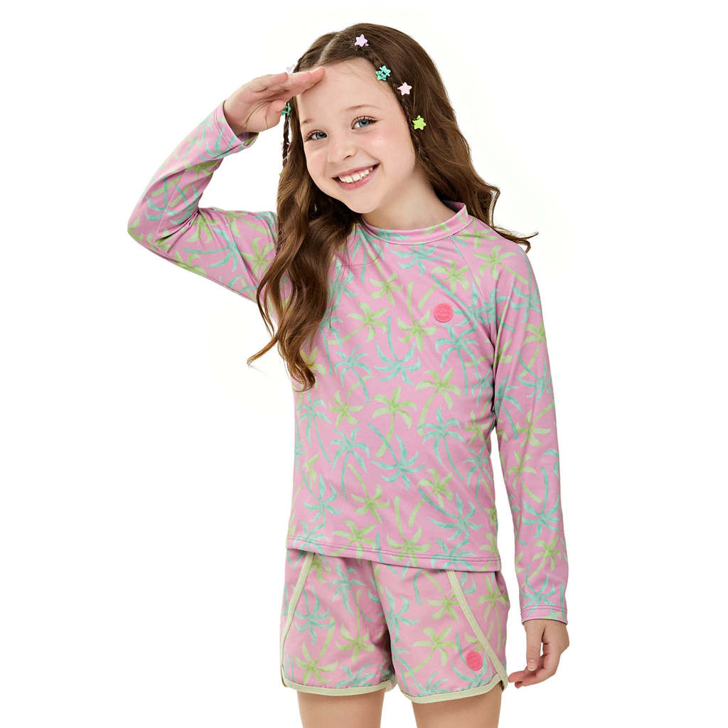 Short Infantil Menina Estampado Tactel Elian Rosa