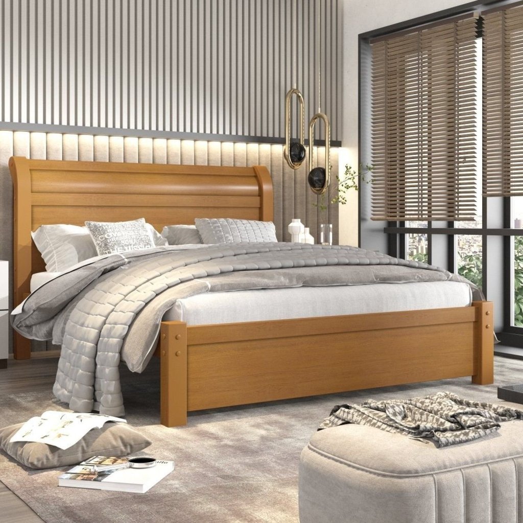 Cama Casal em MDF Madri Espresso Laranja/Cinamomo Cinamomo