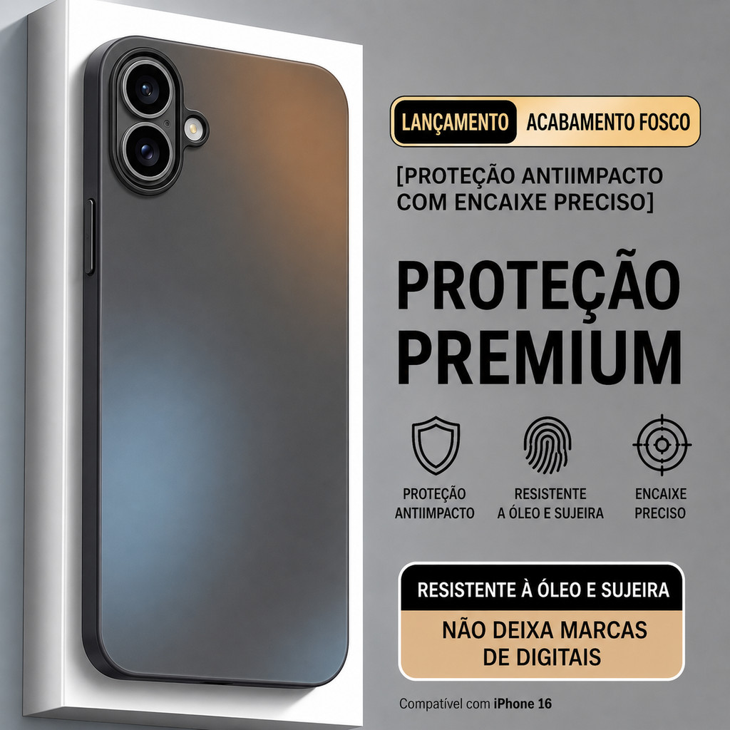 Capa AG-Glass para iPhone 16/16 Pro/16 Pro Max.com Painel traseiro fosco anti-impressões digitais