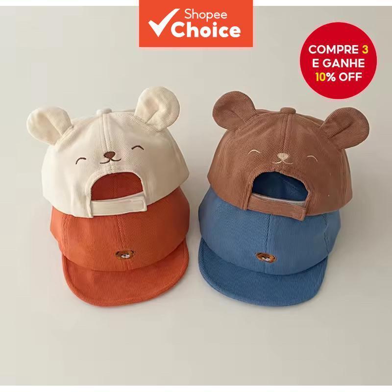 Chapéu De Orelha De Urso De Pelúcia Para Bebê Ajustável Macio Quente | Boné Infantil Unissex Design Fofo De Desenho Anim