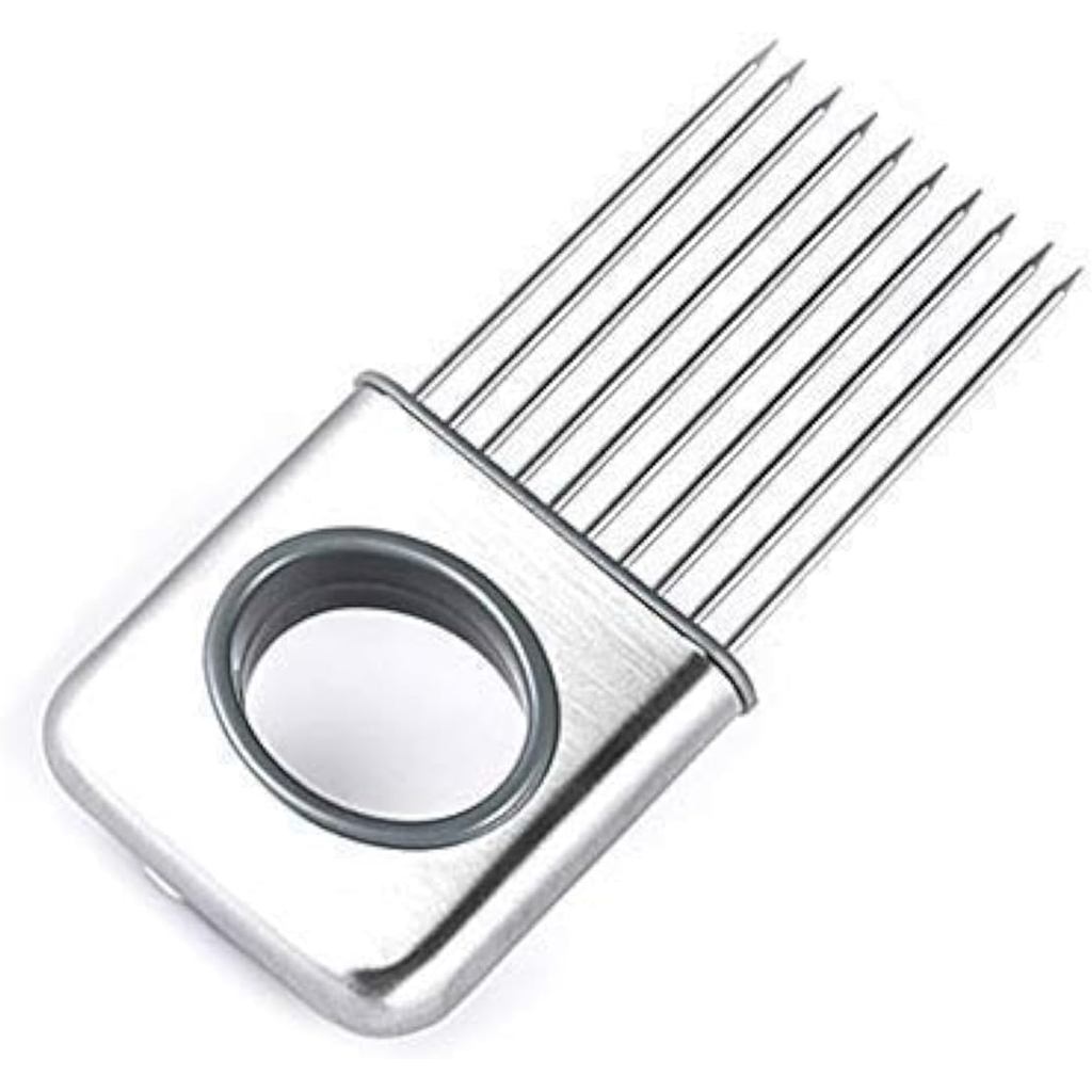 Suporte Cortador de Cebola em Aço Inoxidável com 10 Pontas Uniformes para Facilitar o Corte de Vegetais, Tomate, Limão, 