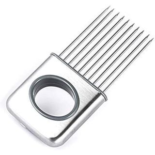 Suporte Cortador de Cebola em Aço Inoxidável com 10 Pontas Uniformes para Facilitar o Corte de Vegetais, Tomate, Limão, 