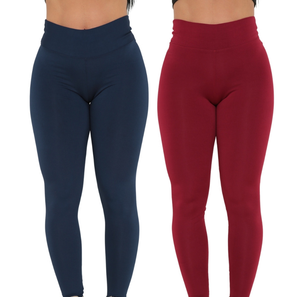 KIT 2 Calça Legging Feminina Suplex Cintura Alta Academia Treino Caminhada Corrida