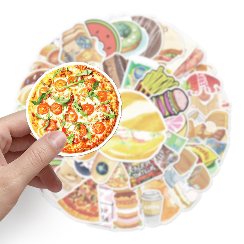 RFI4 50pcs desenhos animados comida bebida bagagem adesivos Graffiti adesivos papelaria caixa adesivos decorativos