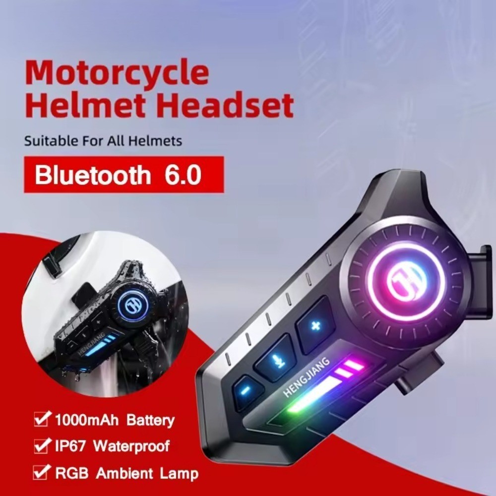 X3 Fone De Ouvido Para Capacete Bluetooth 1000mAh Motocicleta Mãos-Livres Com Luz Ambiente RGB IP67 À Prova D'água