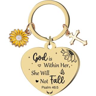 Chaveiro de Girassol com Versículo Bíblico Inspirador para Mulheres, Presente Religioso para Aniversário e Natal