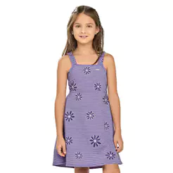 Vestido Infantil Menina Floral Com Amarração Elian Lilás