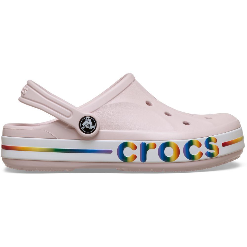 Sandália Crocs Bayaband Rainbow Band Clog K Barely Pink
