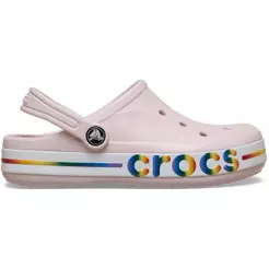Sandália Crocs Bayaband Rainbow Band Clog K Barely Pink