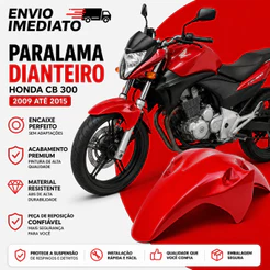 Paralama Dianteiro Honda Cb 300 Cb 300R 2009 Á 2015 Vermelho Pro Tork