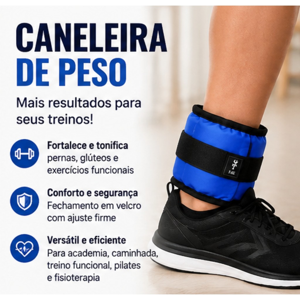 Caneleira de Peso 500g a 5kg 3 Cores Disponíveis Opção Unidade ou Par Resistência Ajuste Ideal Academia e Fisioterapia