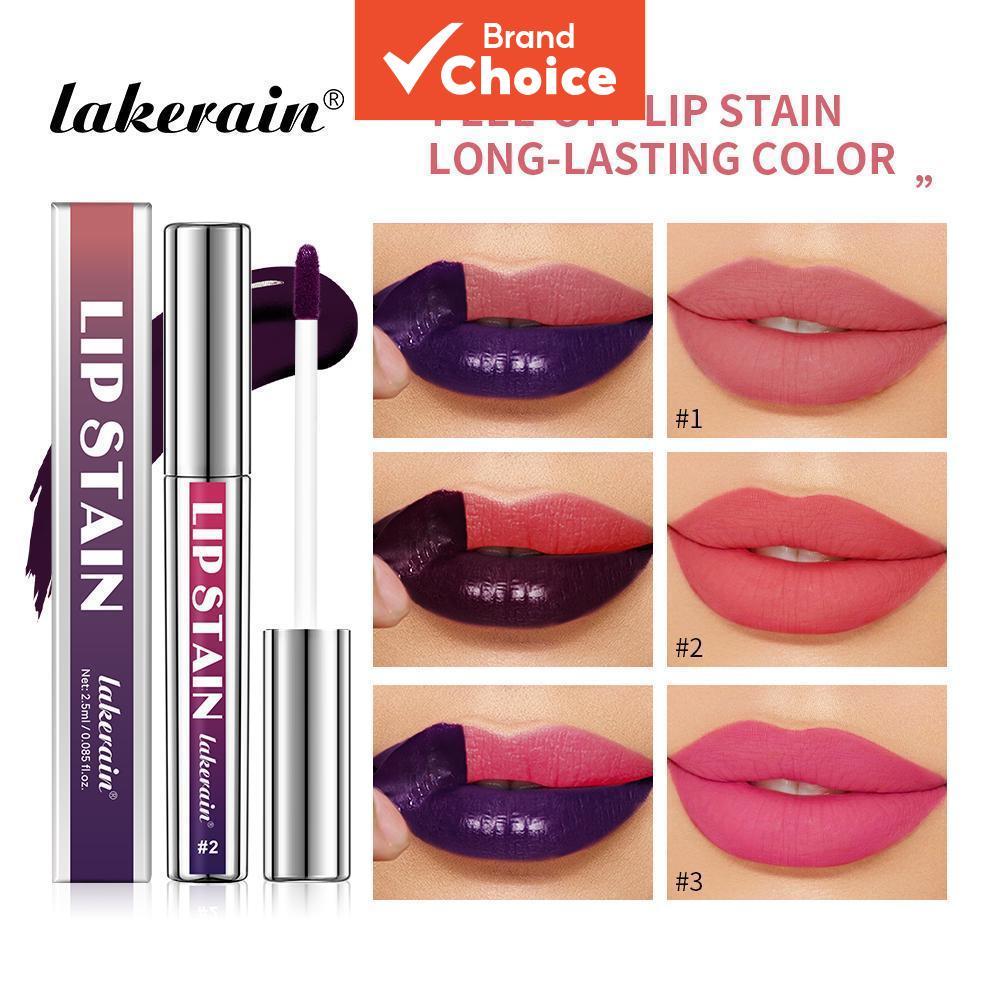  Lakerain Peel Off Lip Stain Tattoo Lipstick – 3 Cores, Longa Duração, À Prova D'água, Aveludado Fosco Rosa Não Pegajoso