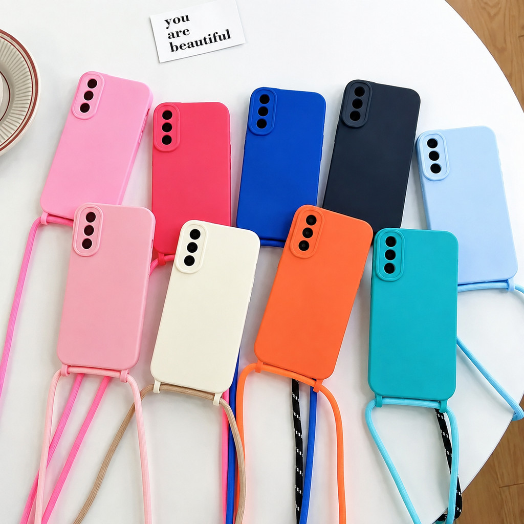 Capa Capinha Galaxy Samsung A01 A02 A03 A04 A11 A12 A14 A20 Moto E13 com Cordão Alça Pescoço Ajustável