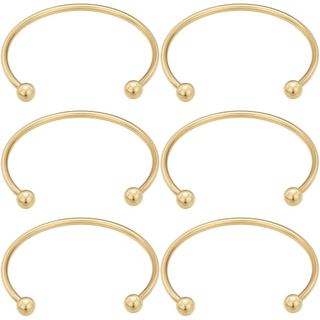 Beebeecraft 6 Peças de Pulseiras Abertas em Latão Banhado a Ouro 18K com Contas Rosqueadas, Pulseiras Semi-Abertas para 