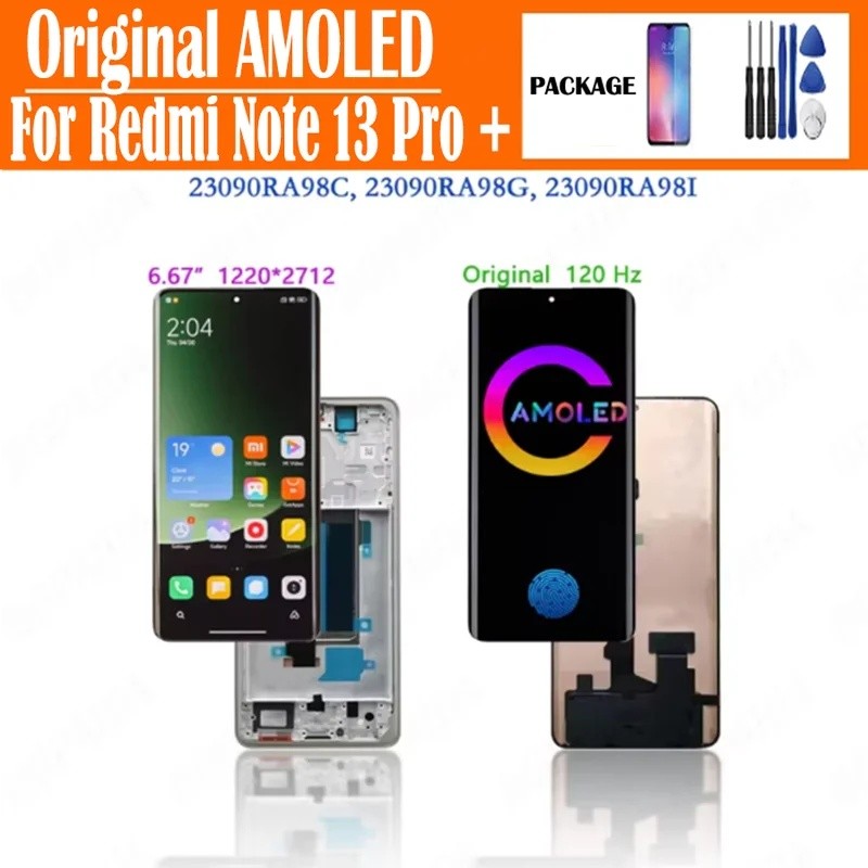 Original AMOLED Para Xiaomi Redmi Note13 Pro + Nota 13 Plus 23090RA98C Display L