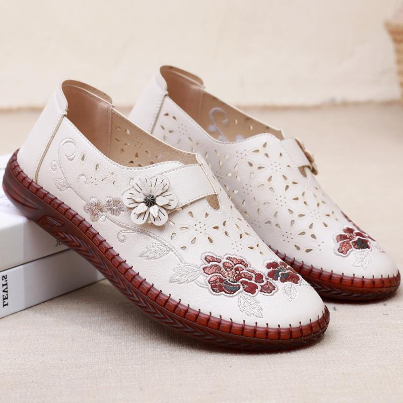 Sapatos femininos de verão velhos sapatos de pano de pequim sapatos de rede femininos de meia-idade idosos malha respirá
