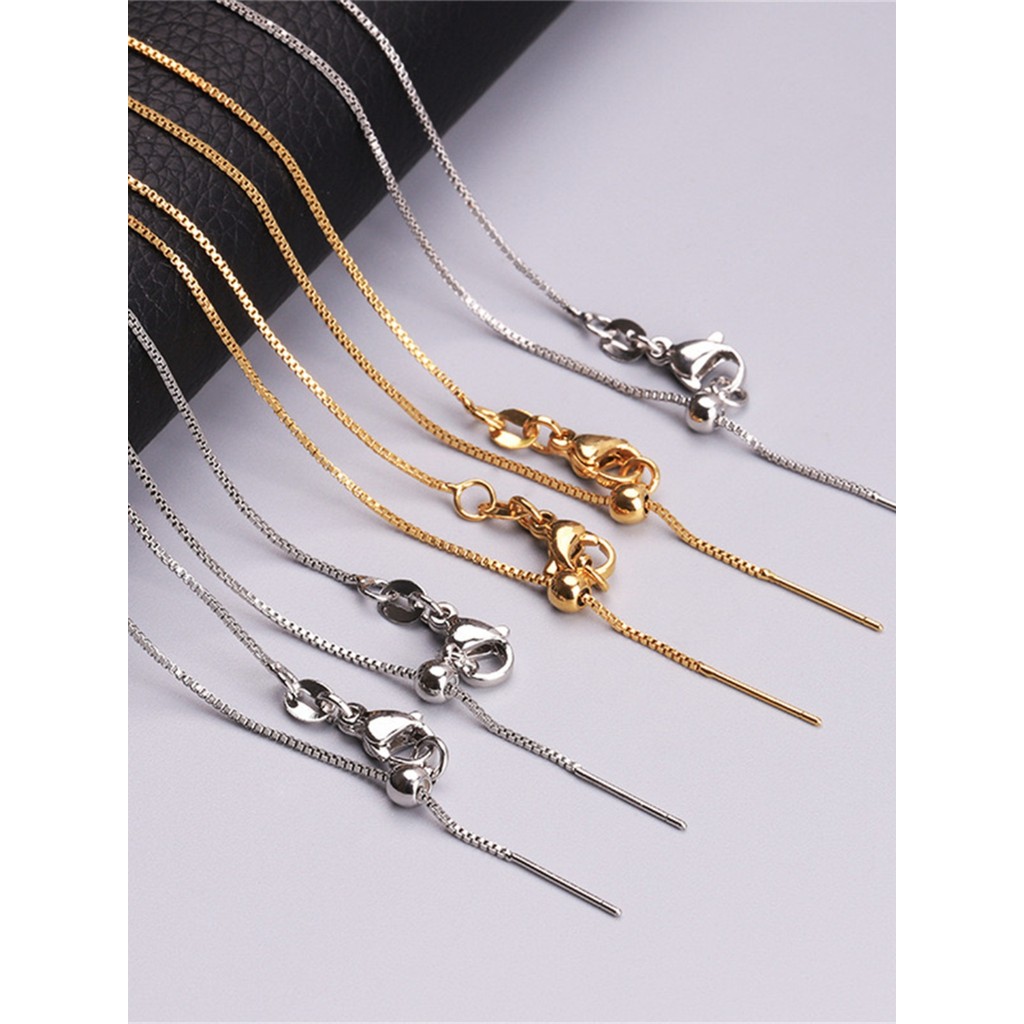 Colar de ouro 18k tipo pino Chopin corrente caixa corrente rosa ouro cor ouro ajustável corrente Universal ouro liso cla