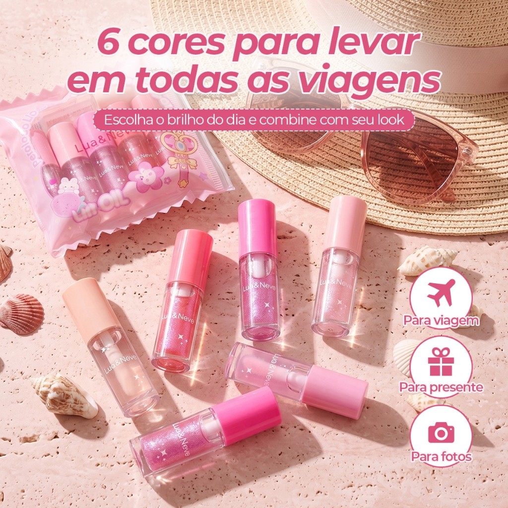 Lua&Neve Kit 6 Lip Oils com Necessaire