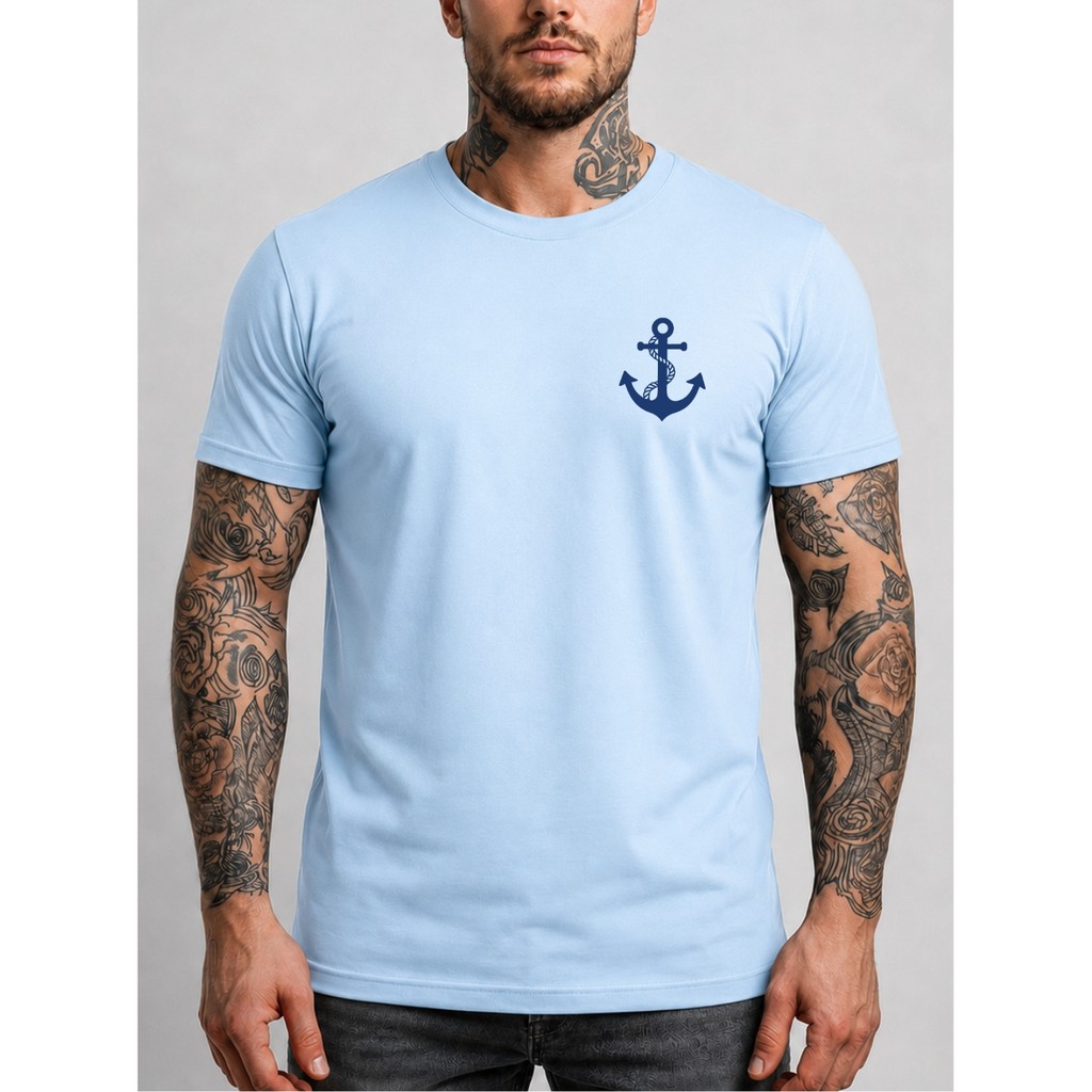 Camiseta Masculina Estampada Ancora Camisa 100% Algodão Básica Moda — imagem 2 de 2