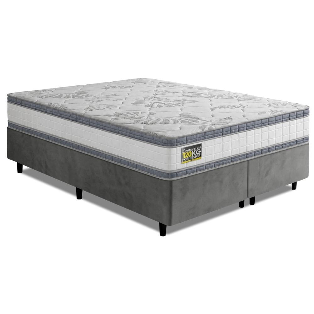 Cama Box King Molas Ensacadas D33 Double Face 193x203x65cm Hellen - Suporta até 120 kg por pessoa
