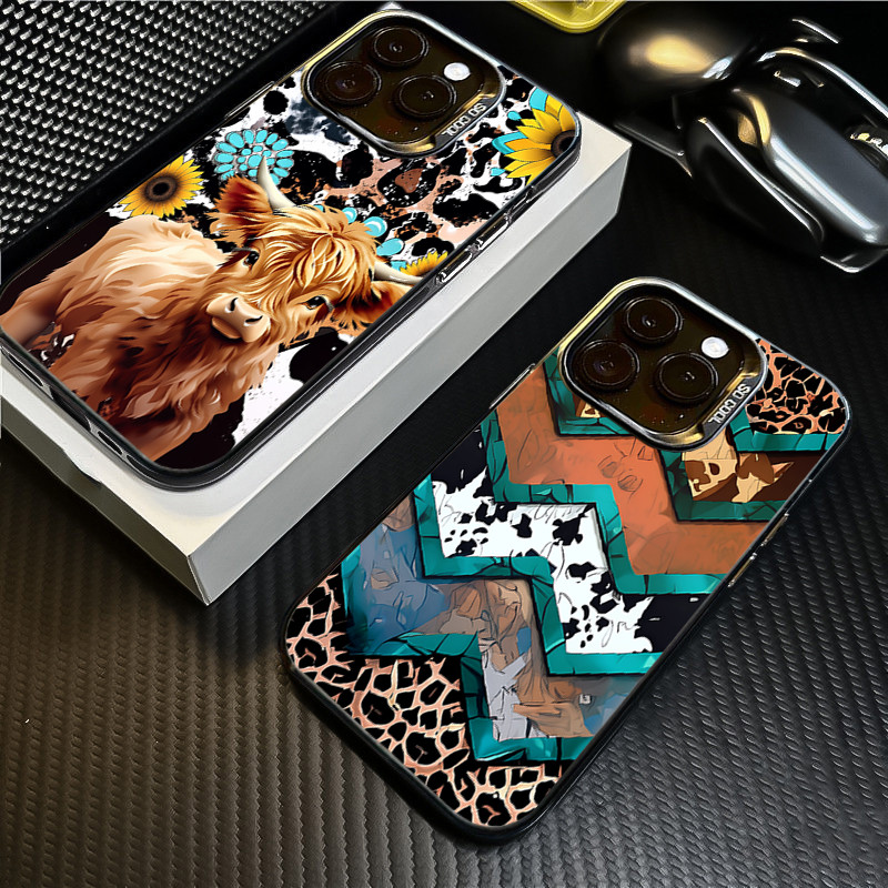 Capa De Telefone Fosca Para Samsung A56 A06 4G A16 A36 A26 A55 A54 A53 A52 5G A12 A32 Ocidental Highland Vaca