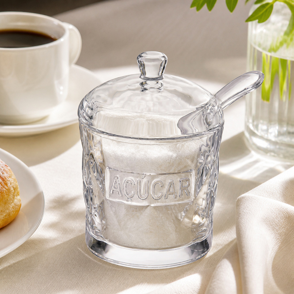 Açucareiro Memory De Cristal Com Colher 240ml Hauskraft Premium
