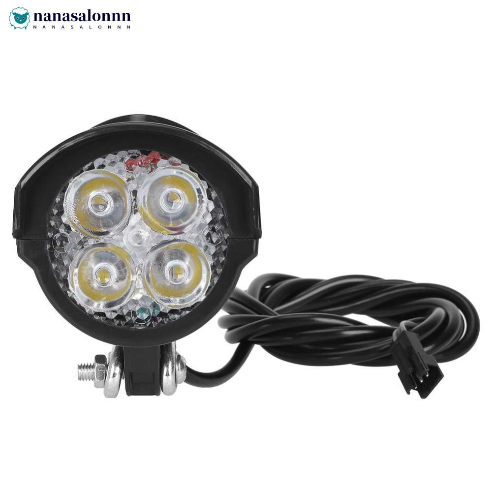 NANASALONNN 36V 48V 60V E-Bike Horn Light Bicicleta Elétrica 4 LED Farol 12W 18W 2 Em 1 Buzina Luz Lanterna De À Prova D