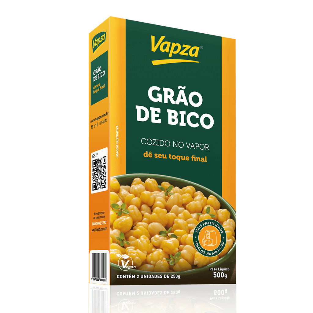 Grão de Bico Cozido no Vapor 500G Vapza