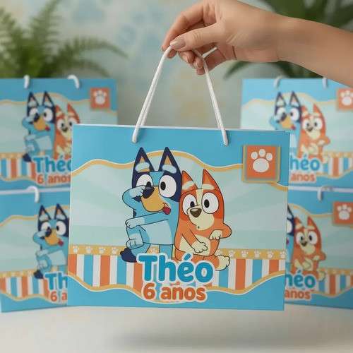 Sacolinhas Personalizada tema BLUEY E BINGO AZUL | Personalizados | Lembrancinhas de Festas Sacolinhas Pegue e monte