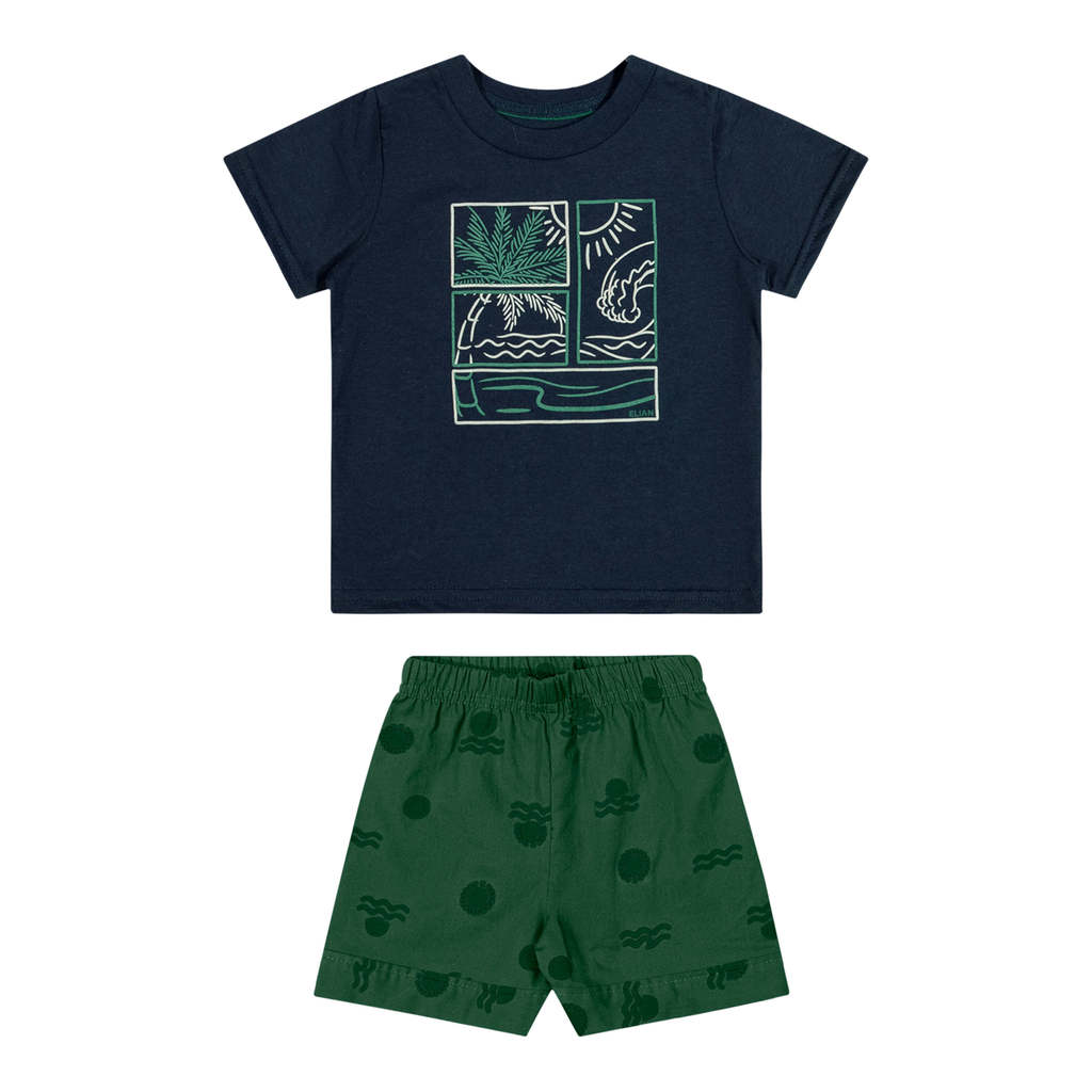 Conjunto Bebê Menino Tropical Leve Elian Azul