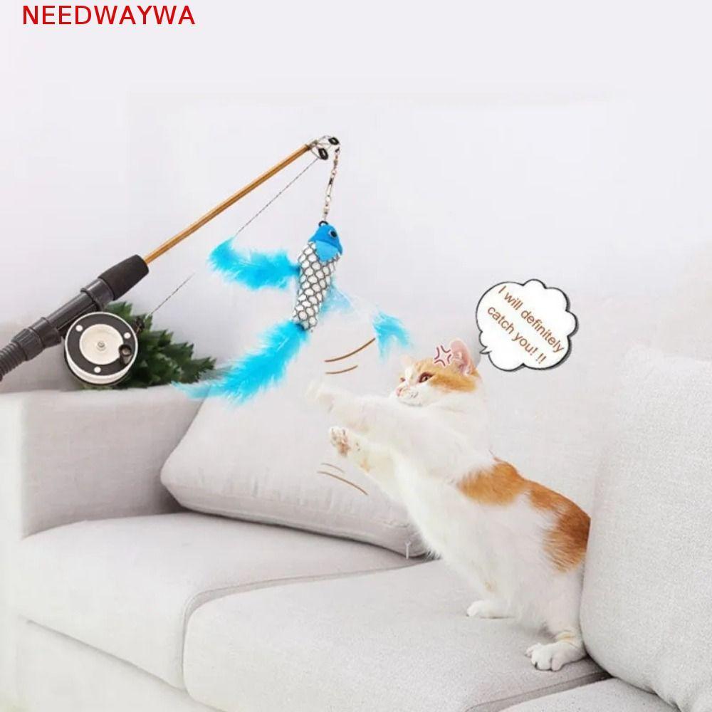 NEEDWAYWA Brinquedo Da Varinha Pena Vara Do Animal De Estimação , Brinquedos Telescópicos Gato Estiramento , Super Longo