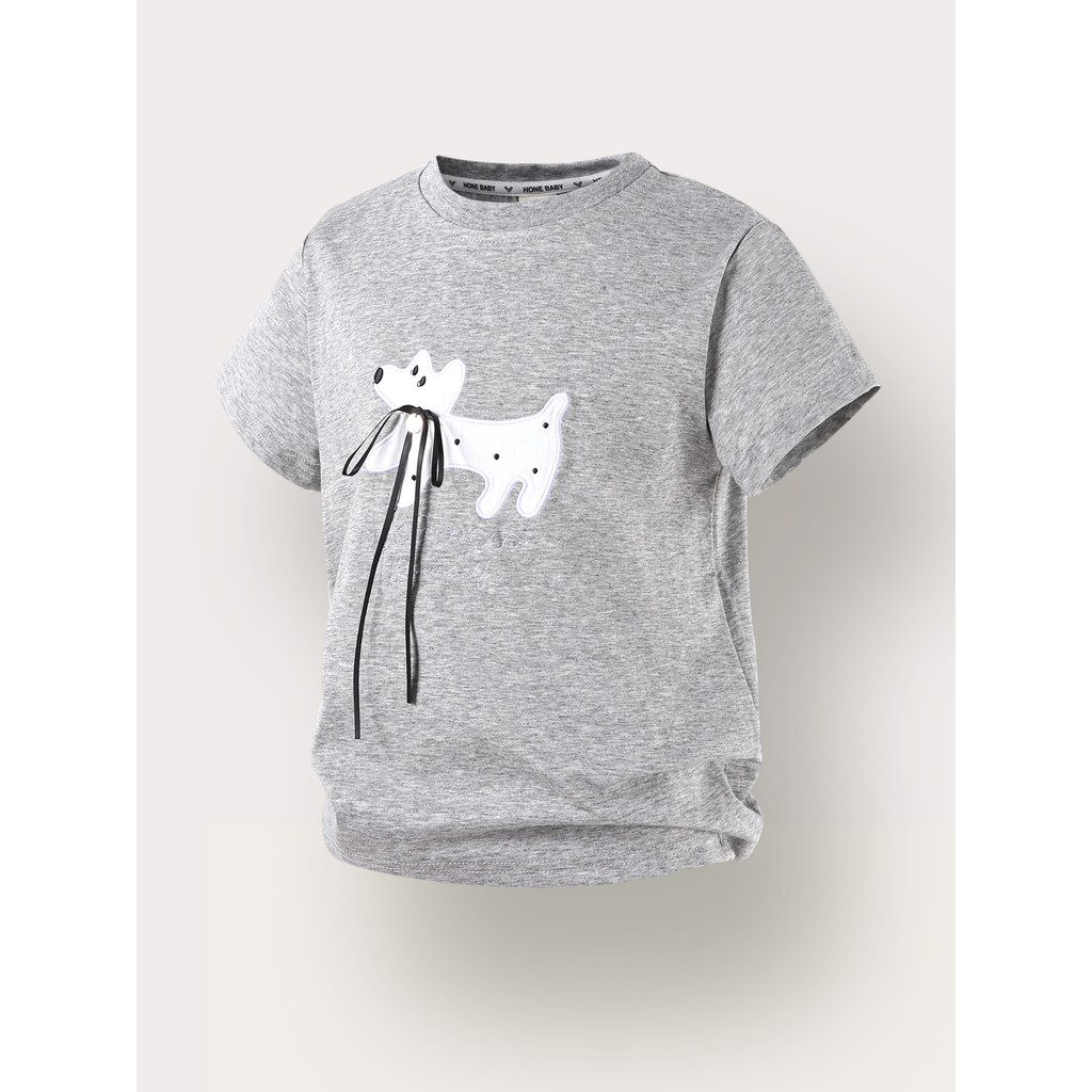 Meninas filhote de cachorro camiseta 2026 verão grandes crianças bonito dos desenhos animados puro algodão de manga curt